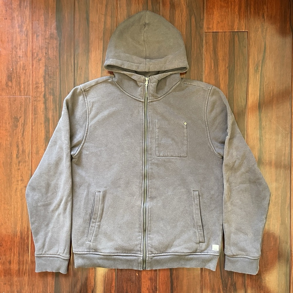 Vuori Coronado Full Zip Hoodie Gray Organic Cotton Fleece V242 Men's Small